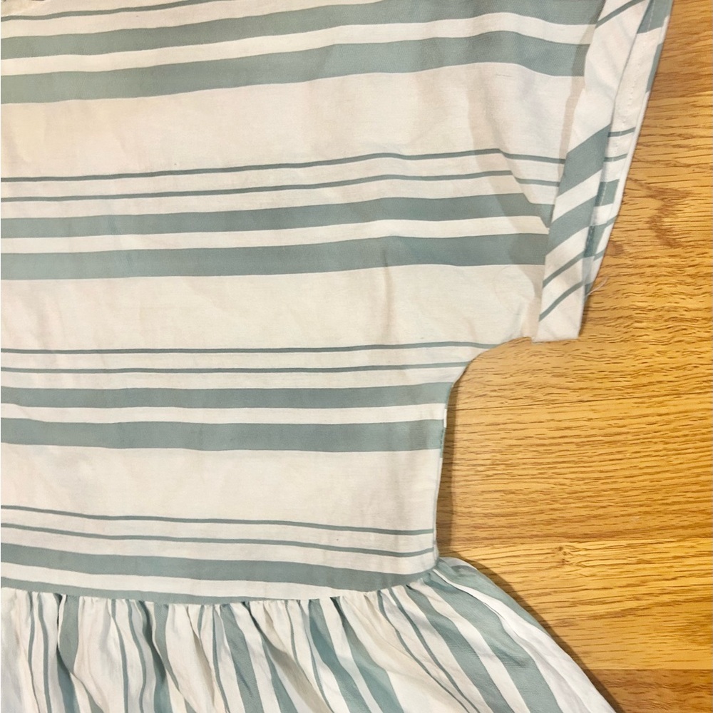TCEC Striped Mini Dress Small Women's Short Sleeve Green Summer Sundress - Picture 3 of 9